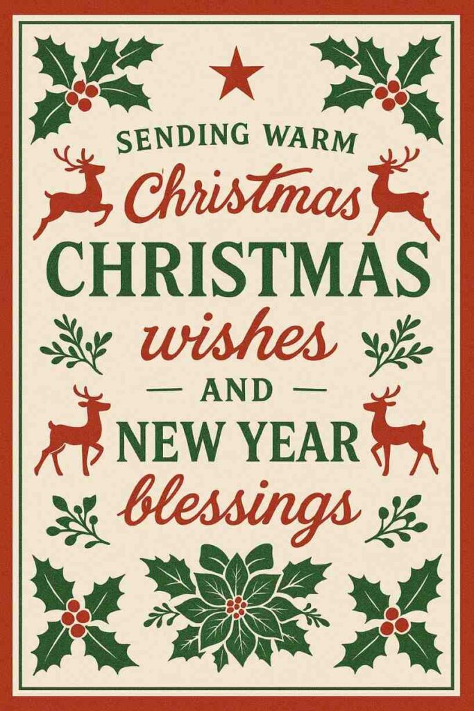 Traditional Christmas greeting in red and green