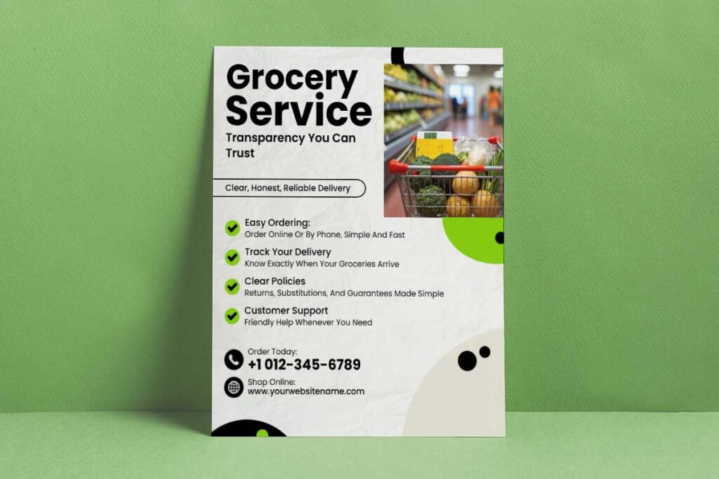 Transparent Grocery Delivery Service Promotional Flyer