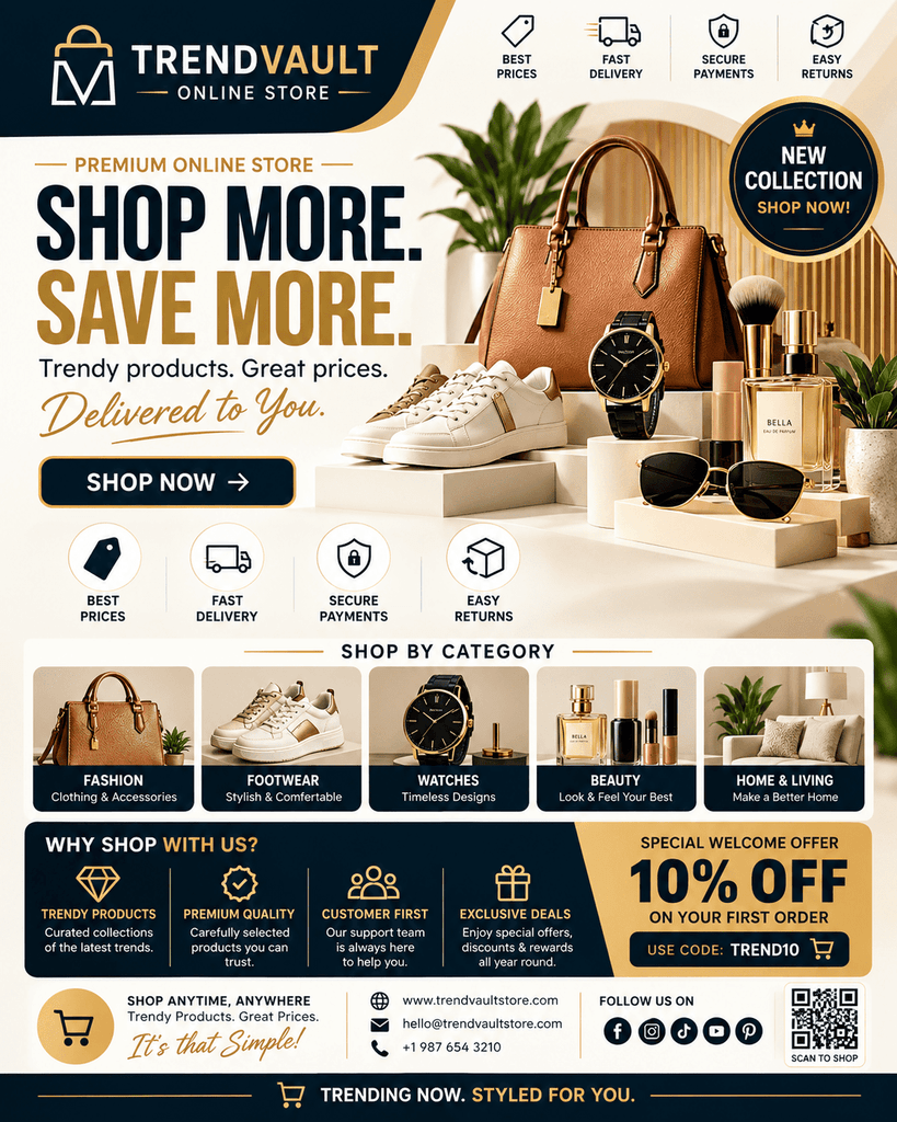 TrendVault Luxury Online Store Flyer