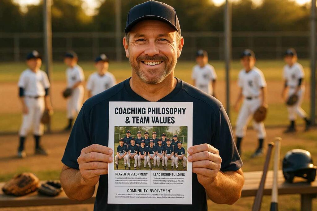 Baseball team flyer: Developing character and skills