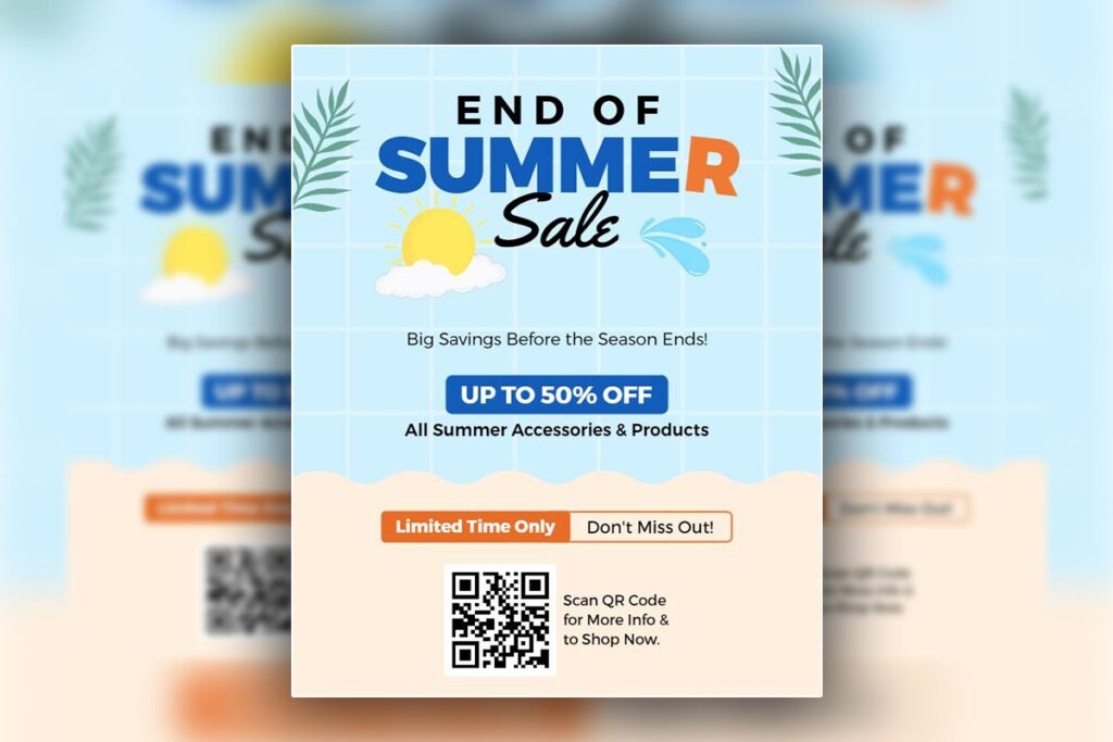 Vibrant Blue End of Summer Savings Event Flyer
