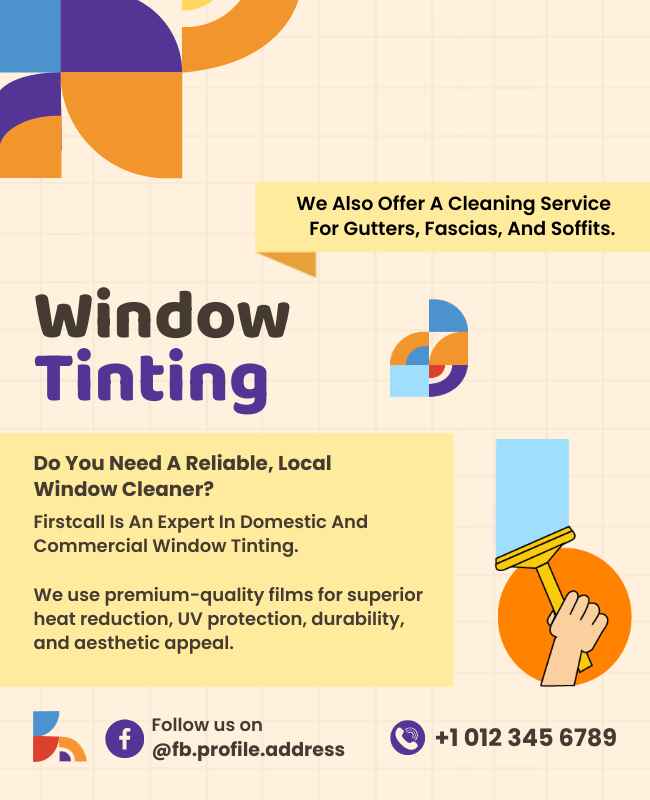 Informative flyer template for window tinting service featuring an infographic layout with key service benefits