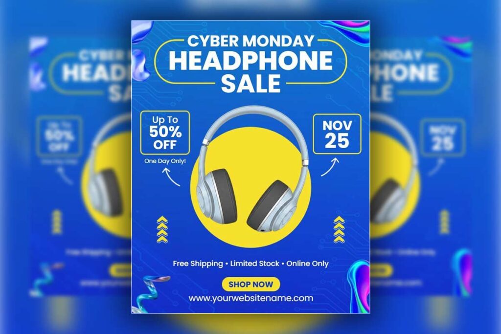 Cyber Monday Headphone Sale Flyer Template