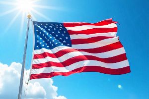 A High-resolution Image Of An American Flag Gracefully Waving In The Wind