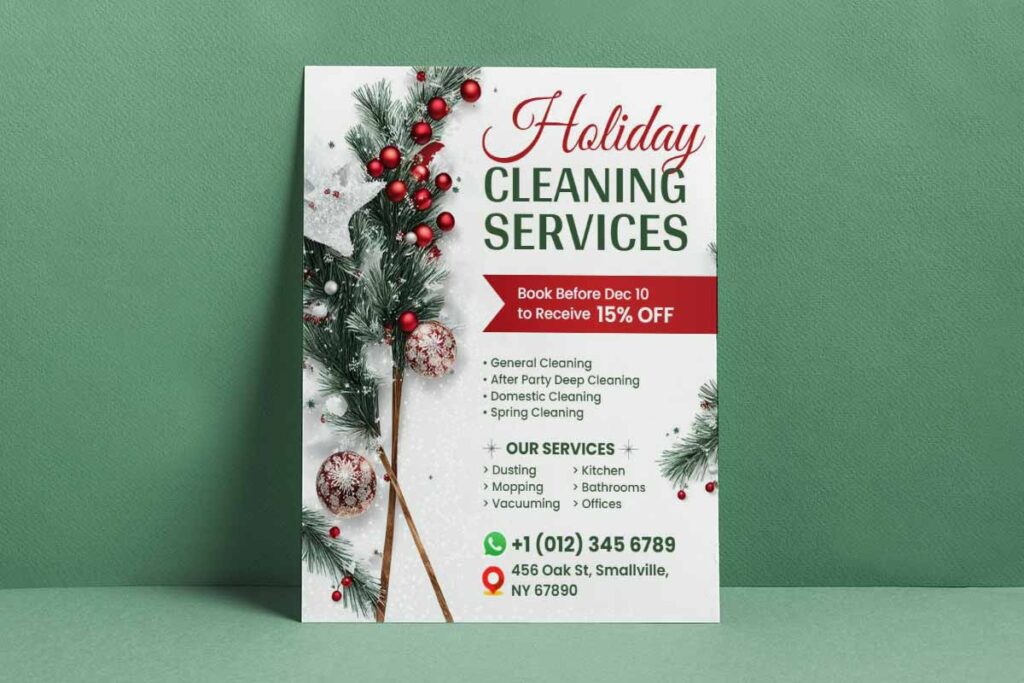 Holiday Cleaning Services Promotional Flyer Template