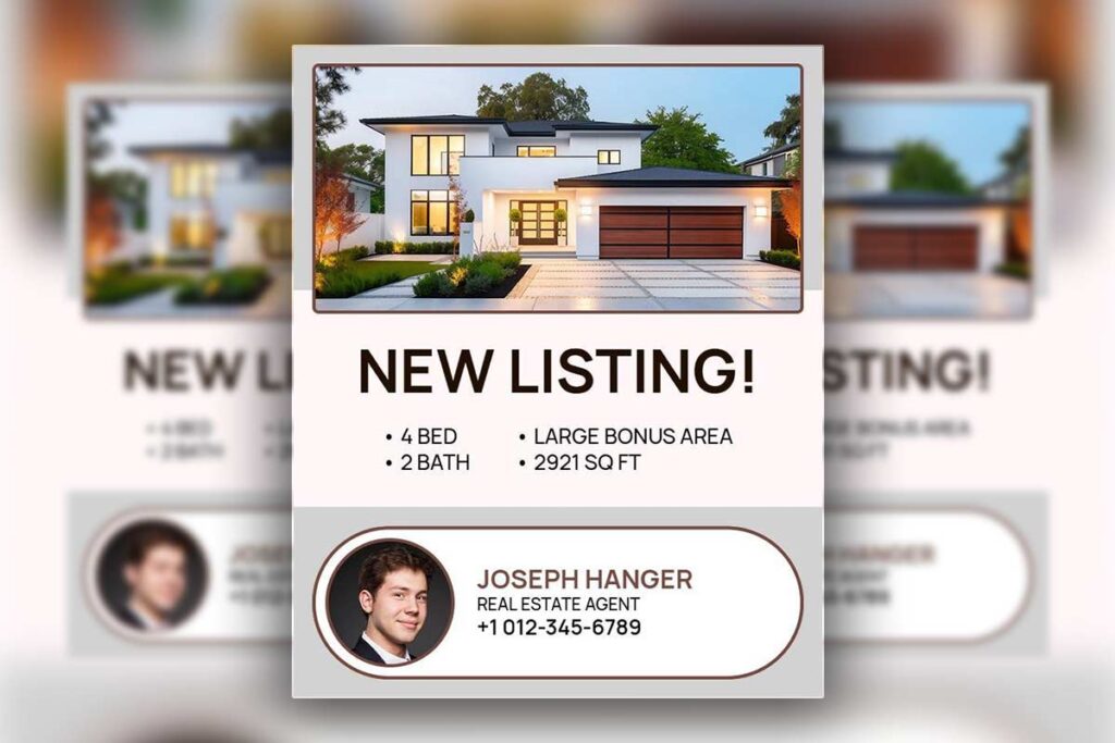 Modern Coastal Home For Sale Listing Flyer Template
