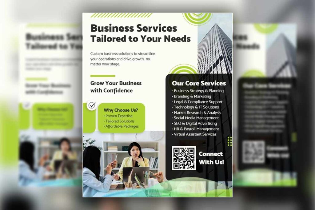 Modern Green Business Service Solutions Promotion Flyer Template