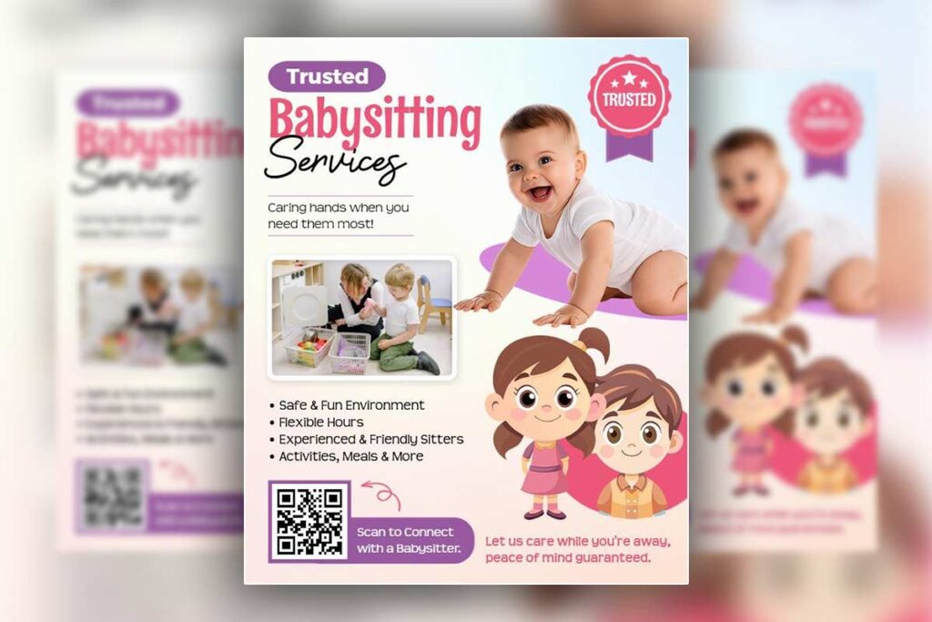 Trusted Babysitting Services Promotional Flyer Template