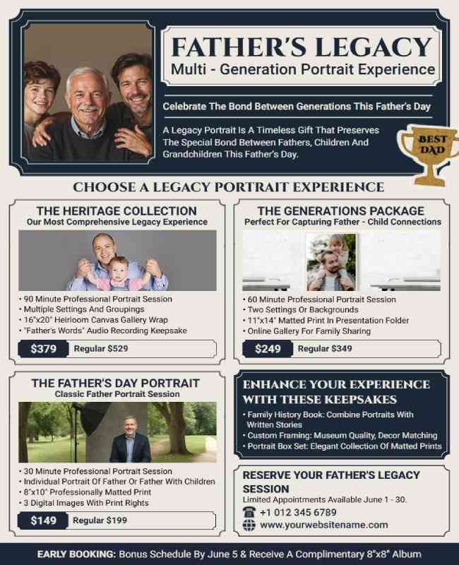 Morden Abstract Father's Day Legacy portrait Poster Template