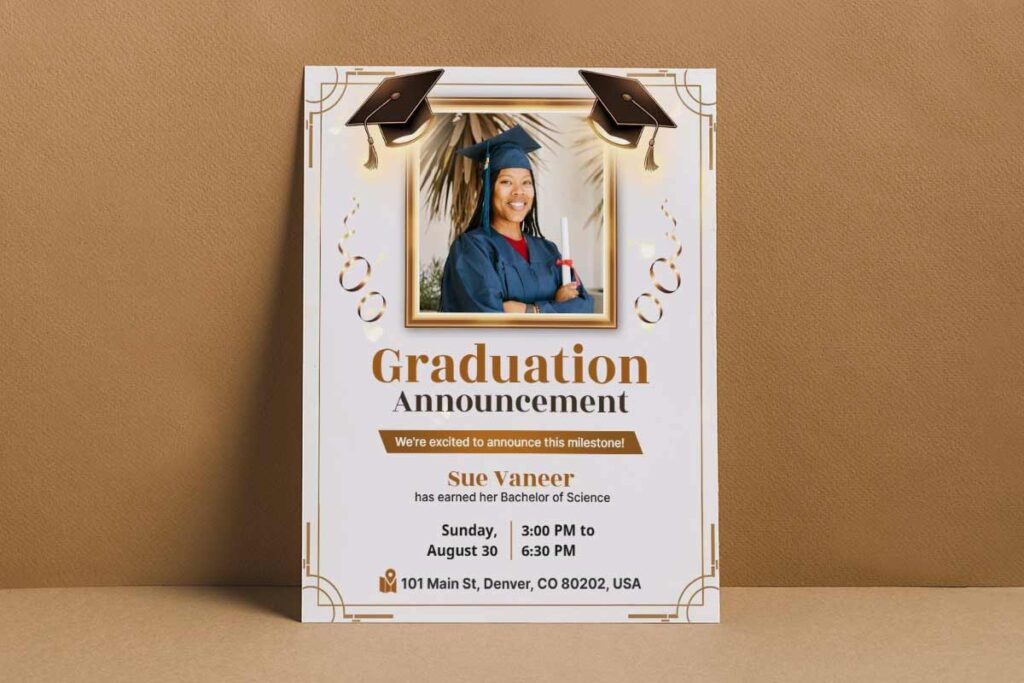 Academic Graduation Celebration Announcement Flyer Template