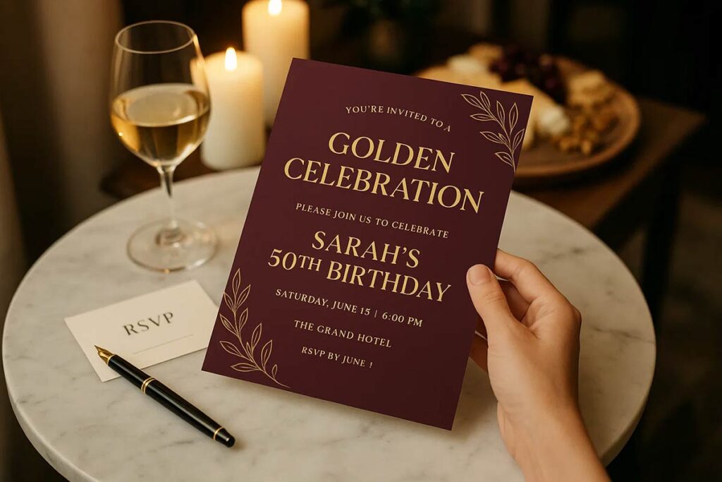 Professional adult birthday invitation with elegant typography and sophisticated design elements
