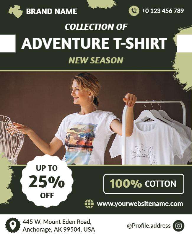 Festive flyer showcasing a seasonal T-shirt sale with themed design elements