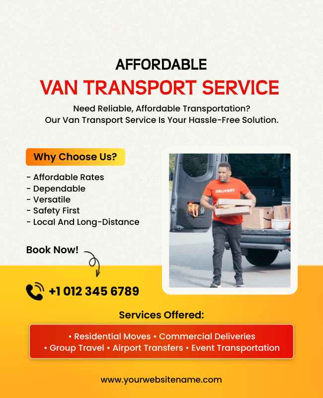 Affordable Van Transport Service Flyer  Template