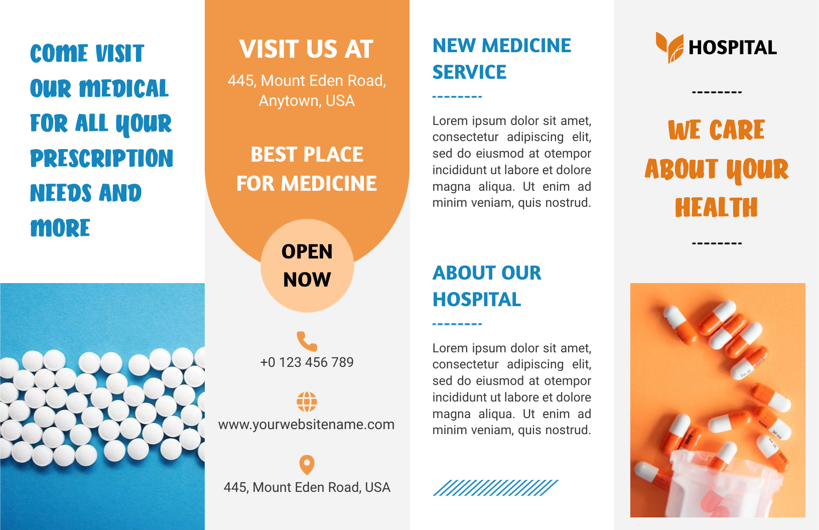 Alabaster Hospital Pharmacy Roll Fold Brochure Template