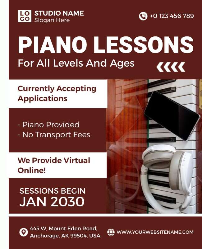 All Ages Piano Lessons Flyer Template