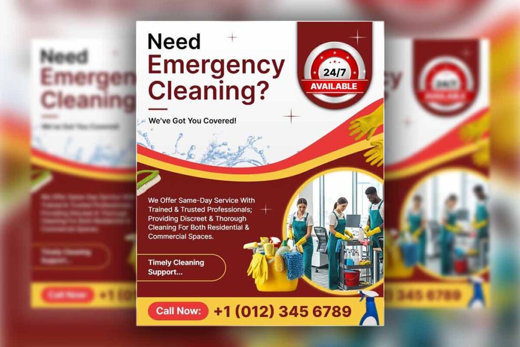Emergency Cleaning Service Promotion Flyer Template