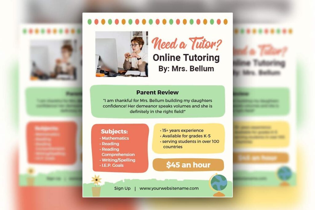 online tutoring services flyer template