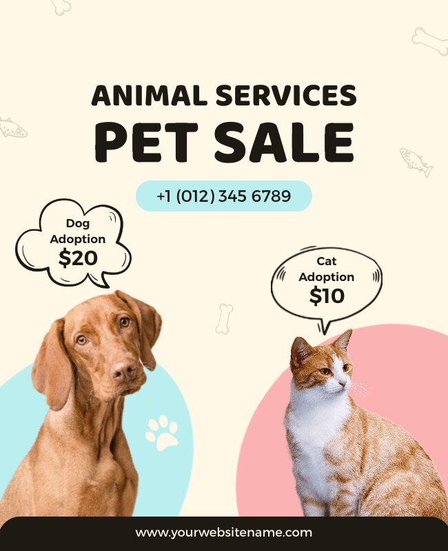 A flyer highlighting pets-related services and sales.