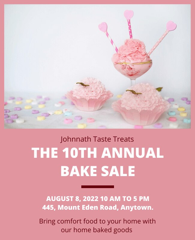 Light Pink Annual Bake Sale Event Flyer Template