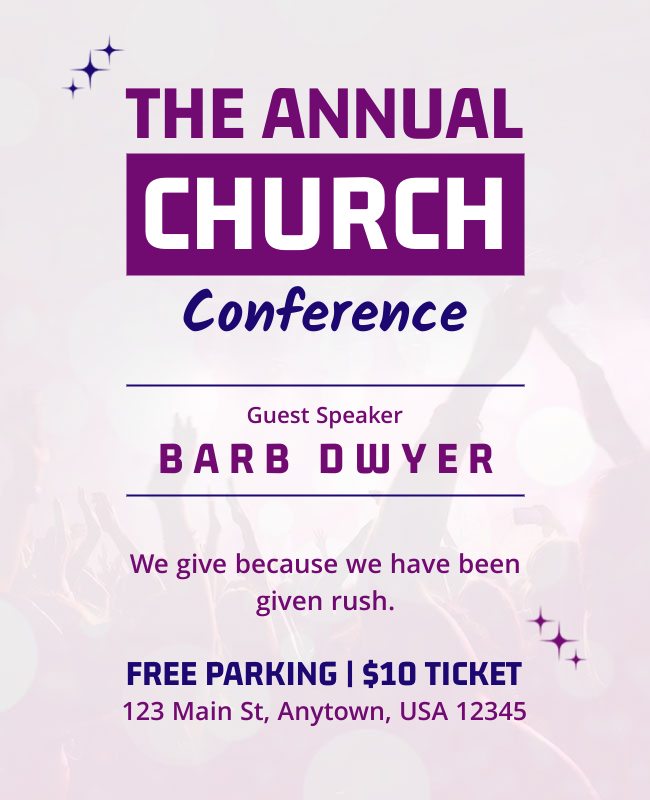 Flyer with bold fonts highlighting speaker’s name and event date for easy visibility