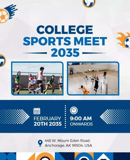 Annual College Sports Competition Flyer Featuring Event Schedule and Exciting Activities