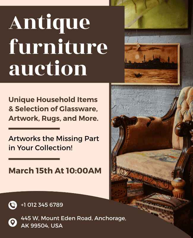 Classic Antique Furniture Auction Flyer Template