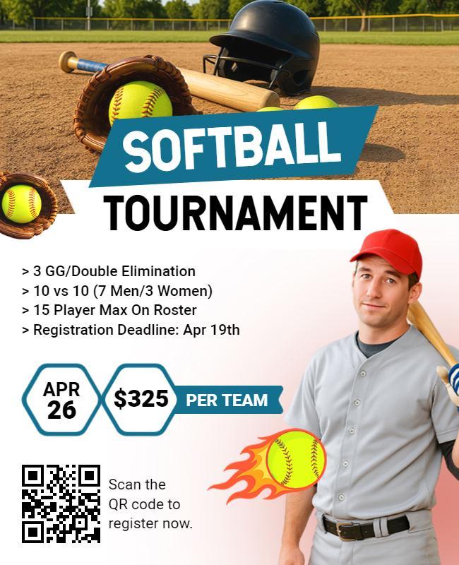 Athletic Softball Tournament Flyer Template