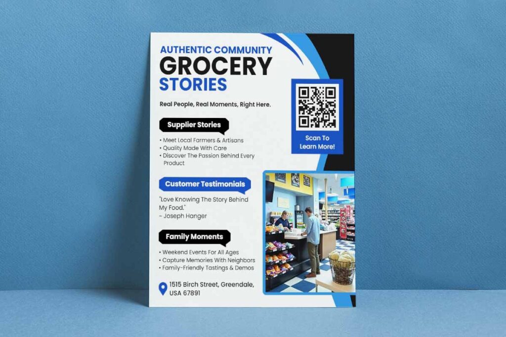 Authentic Community Stories Grocery Event Flyer Template