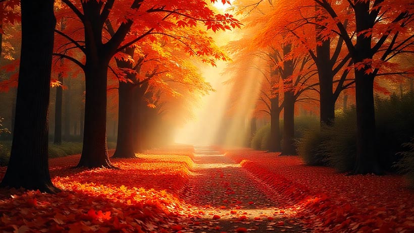 Autumn Forest Path Scene Wallpaper