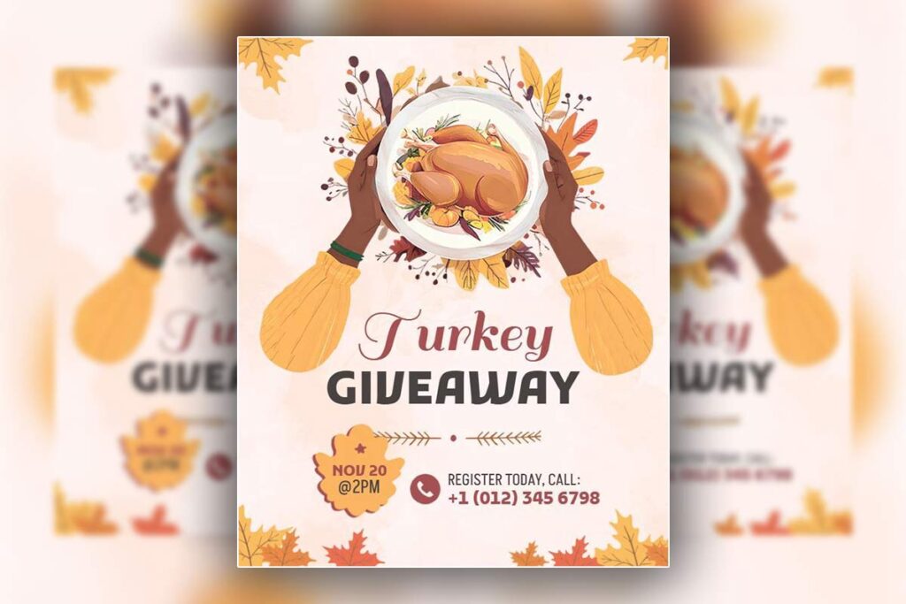 Autumn Harvest Turkey Giveaway Celebration Flyer Template