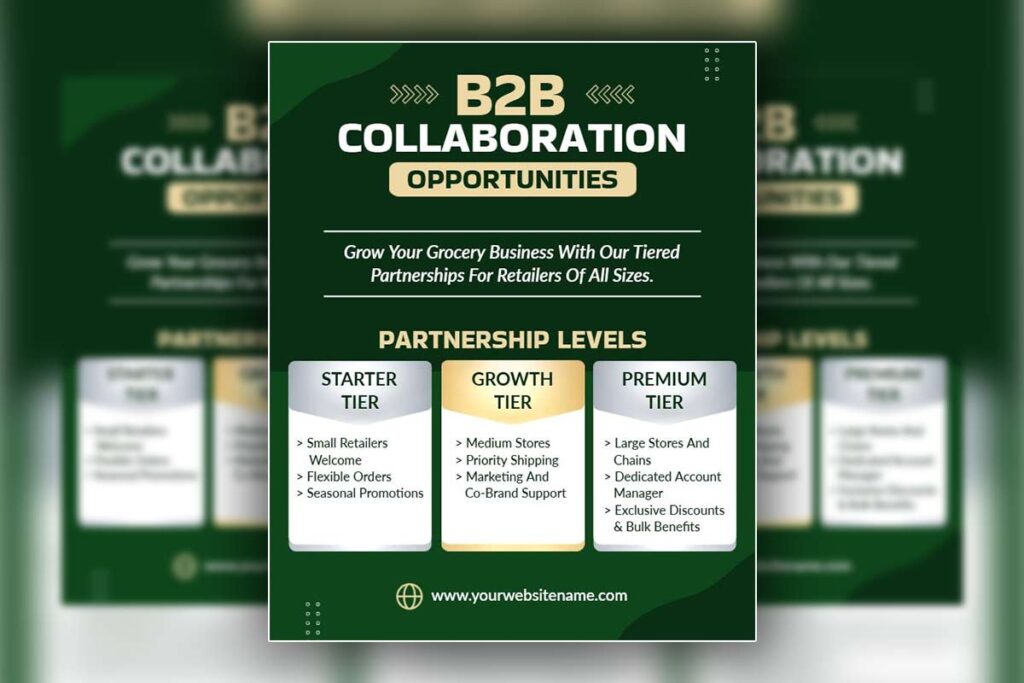 B2b Grocery Business Growth and Collaboration Flyer Template