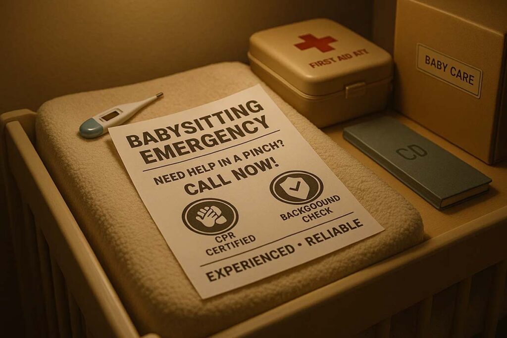 Safe babysitting emergency flyer