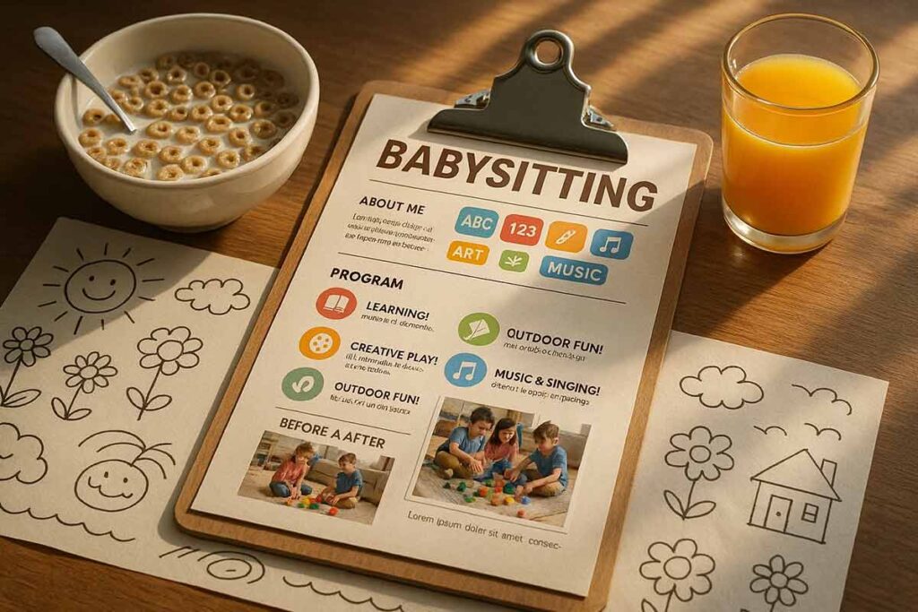 Babysitting Flyer Design Templates Emphasize Specialized Programming