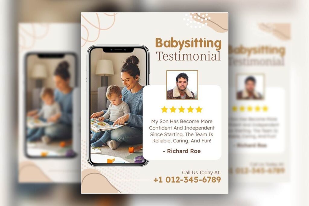 Babysitting Services Testimonial Flyer Template