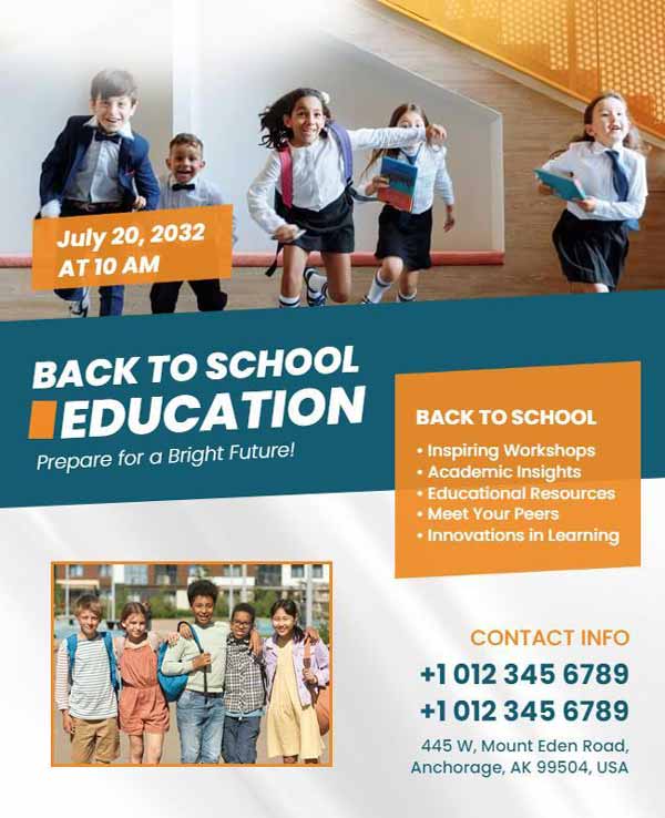 Back-to-School Education Flyer Featuring Bright Colors and Exciting Information