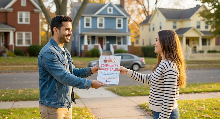 Bake Sale Flyers Distribution for Neighborhood Reach