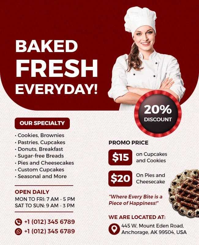 Freshly Baked Everyday Bakery Flyer Design