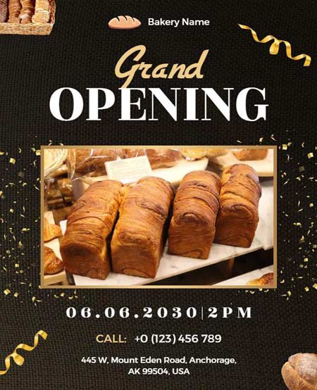 Bakery Grand Opening Event Flyer