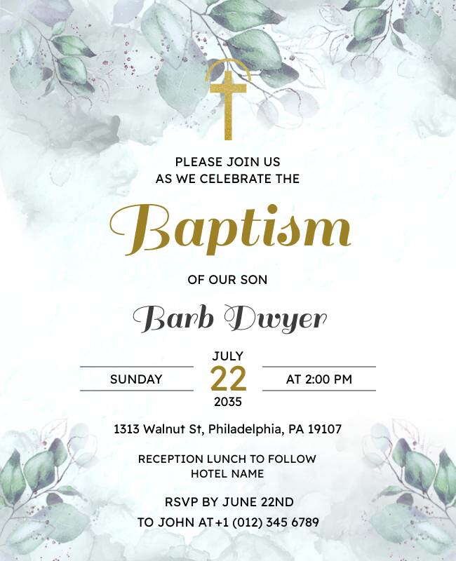 Minimalist Baptism Invitation Flyer Template