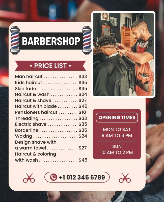 Barbershop Price List Flyer Template