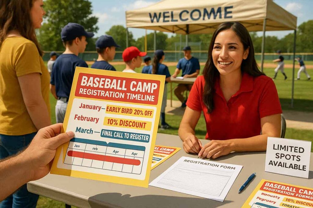 Registration timeline graphics and incentive communication visuals