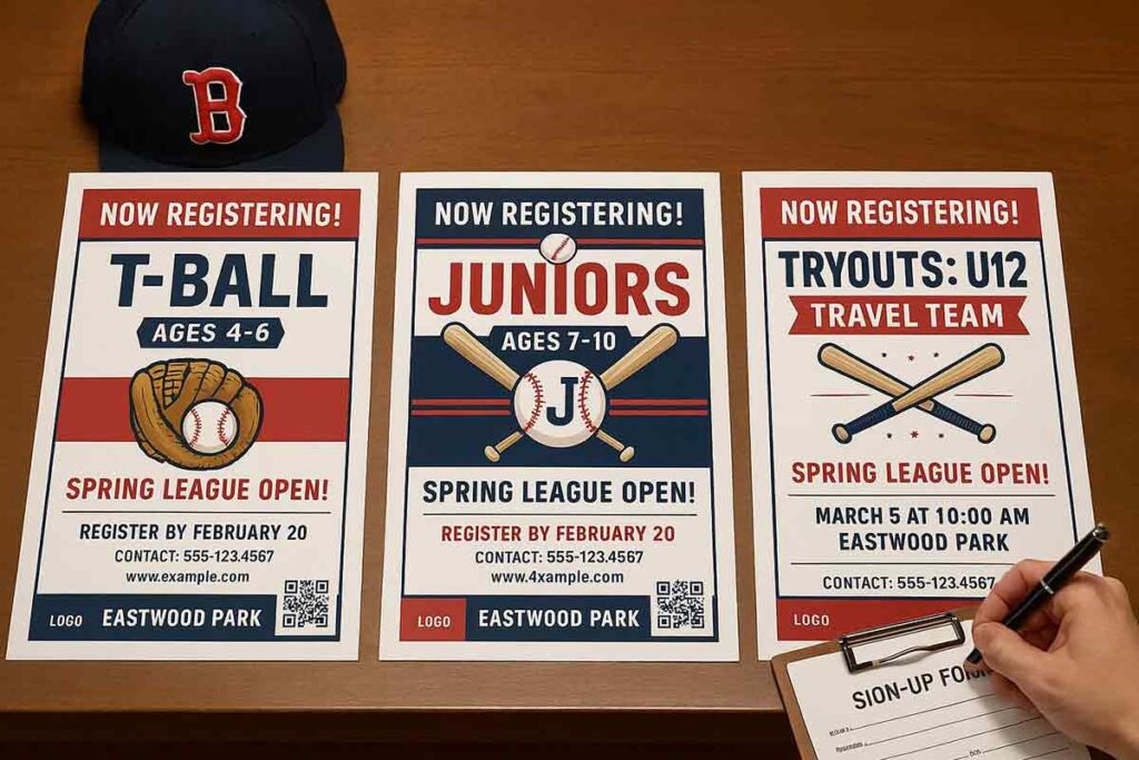baseball registration flyers implementation example