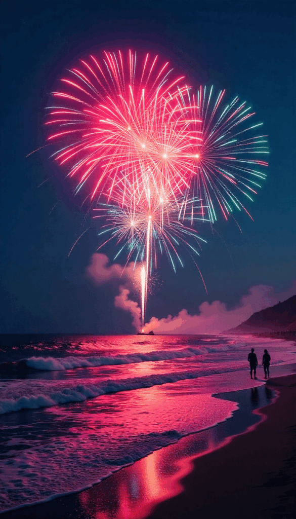 beach fireworks celebration