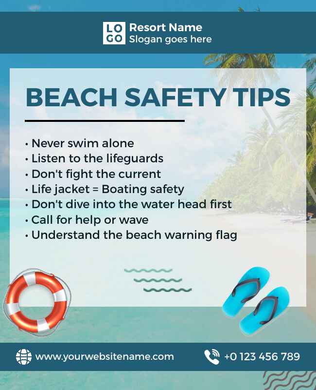 Beach Safety Tips Flyer Template