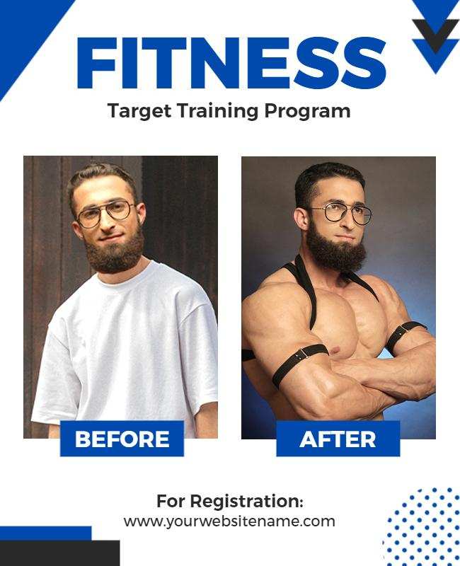 30-Day Transformation Challenge gym flyer promoting fitness program with before-and-after results