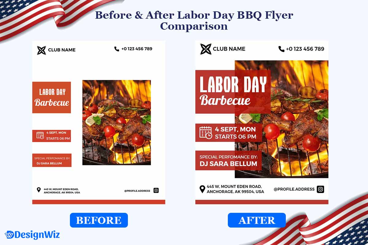 Before & After Labor Day BBQ Flyer Comparison