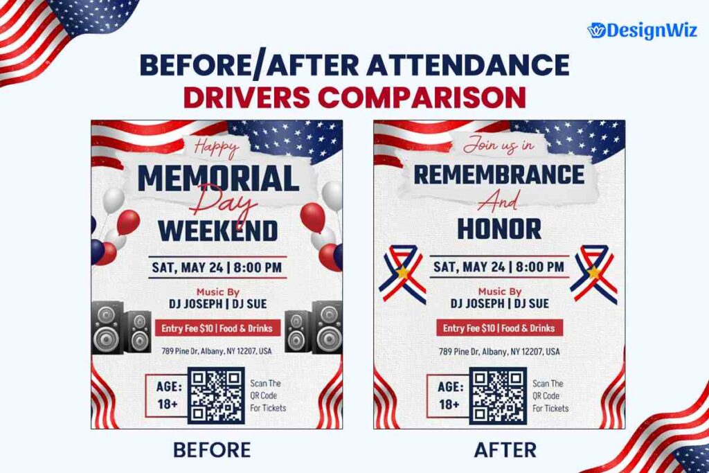 Before/After Attendance Drivers Flyer Comparison