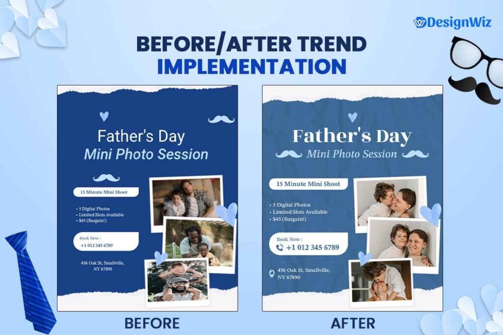 Before And After Example Of Trend Implementation In Fathers Day Flyer