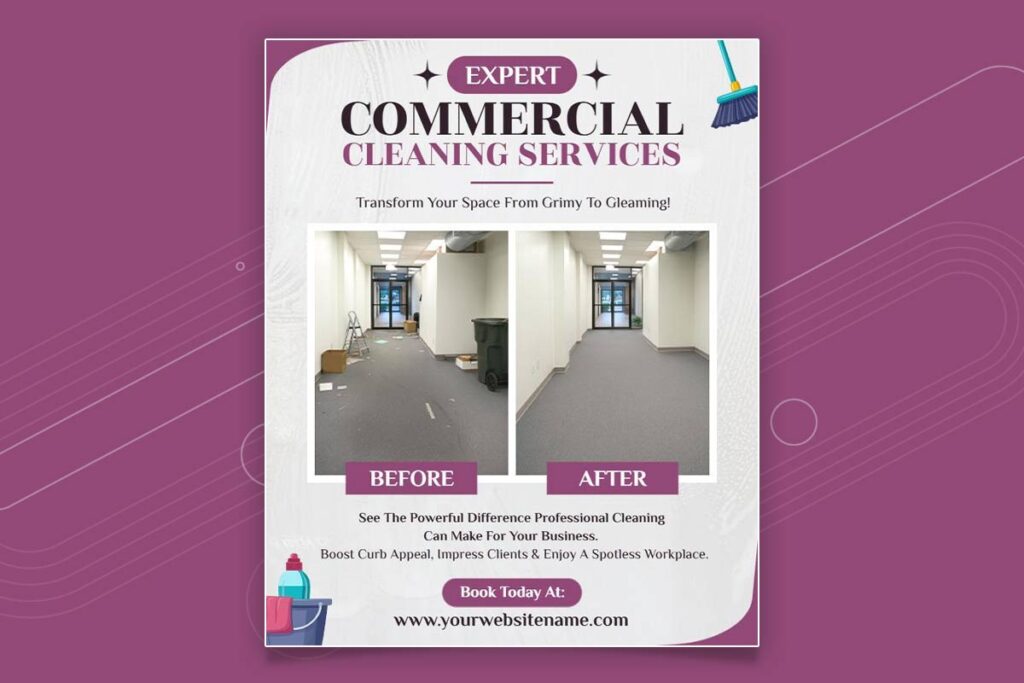 Before And After Expert Commercial Cleaning Services Flyer Template
