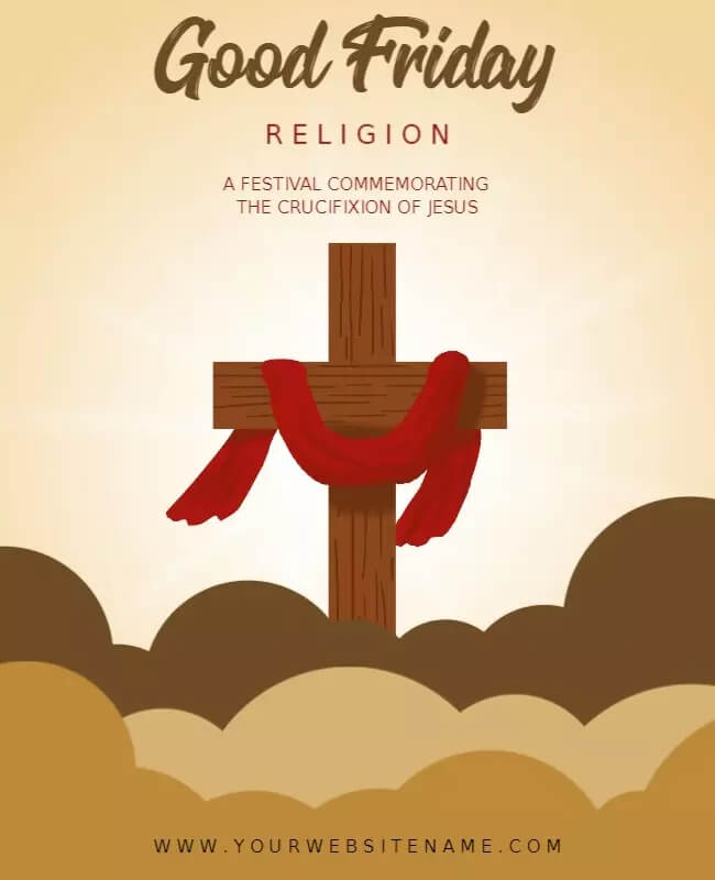 Beige-Themed Good Friday Flyer with Minimalist Design